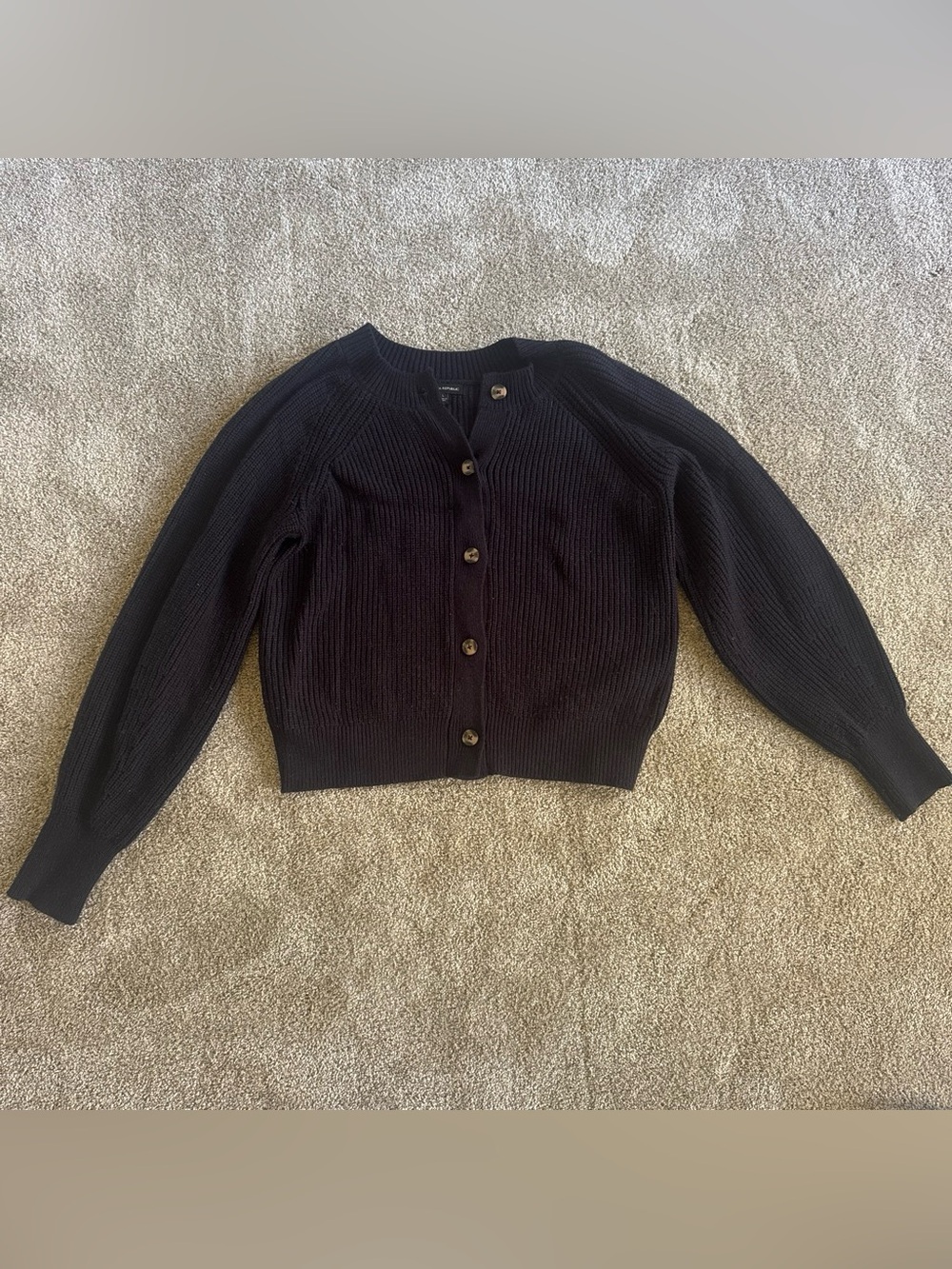 Banana Republic Black Ribbed Button-Front Cardigan